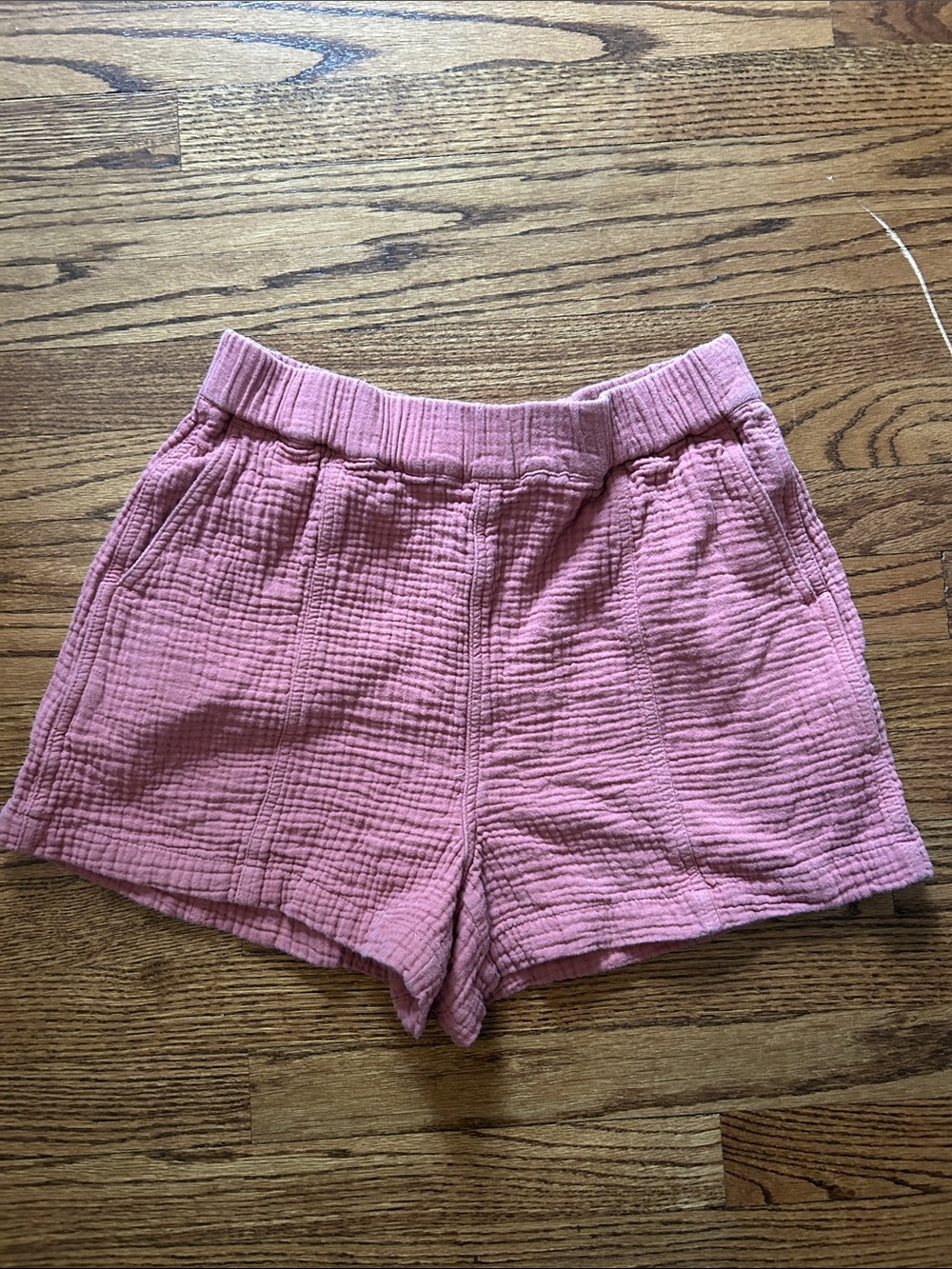 Madewell Rose Pink Textured High-Waist Shorts